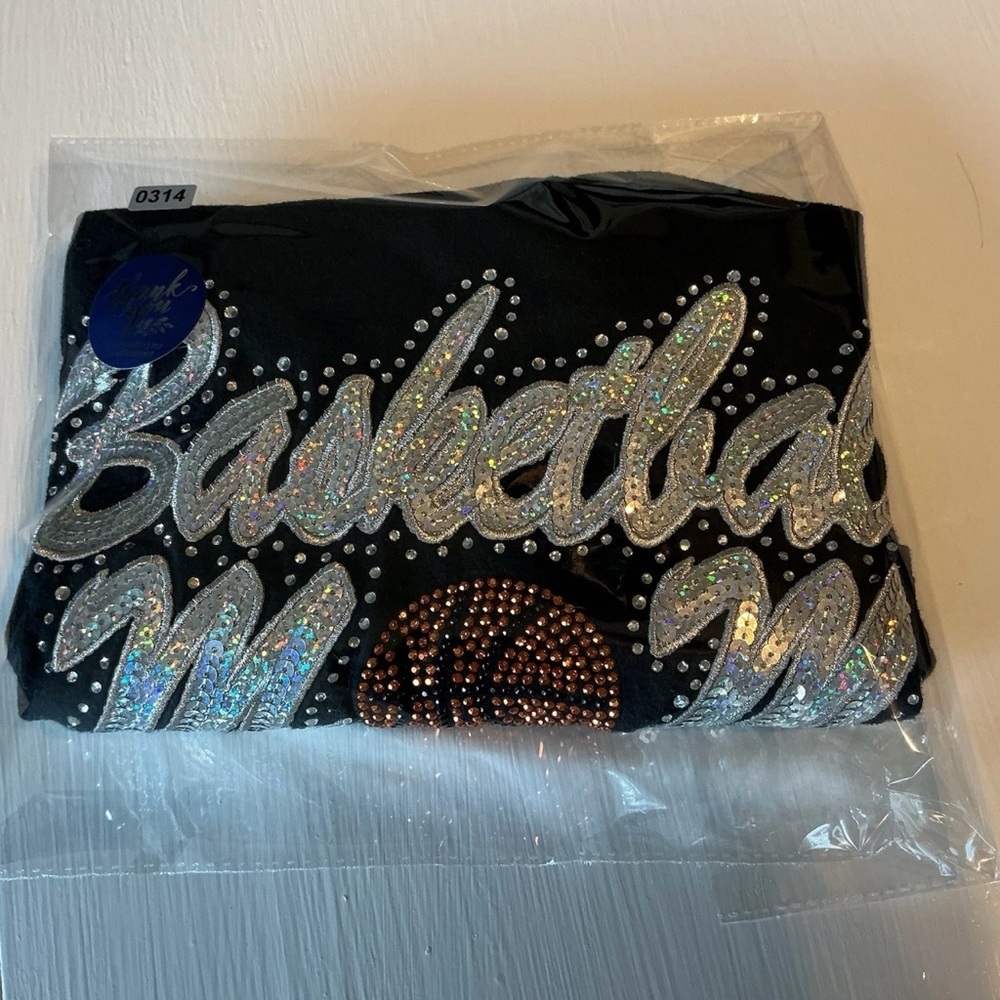 Gildan Black Tee with Silver and Brown Accents